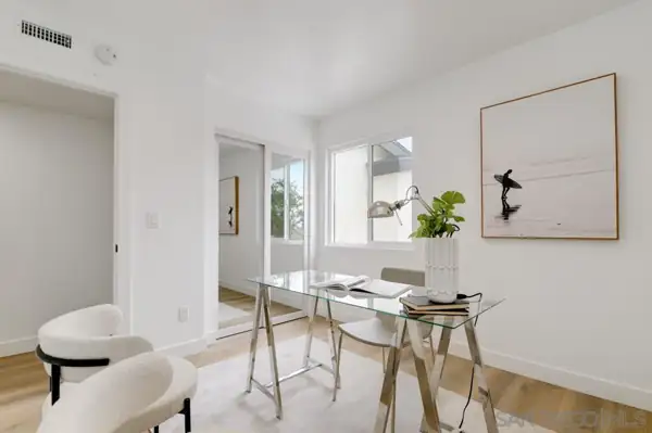 Home office with glass desk