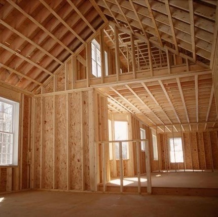 Interior wood framing of a new ground-up home