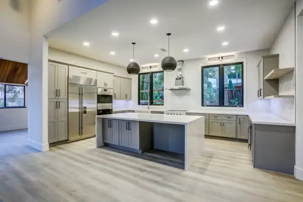 Open kitchen viewed from the living area