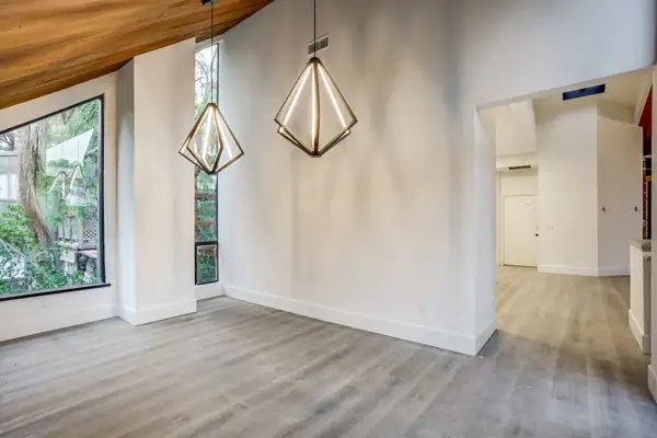 Dining room pendants and hallway