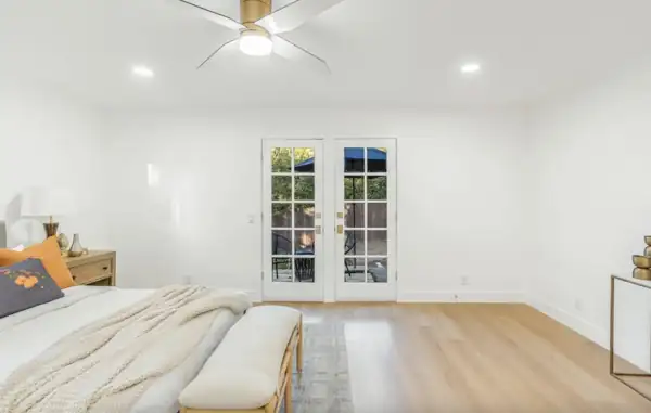 Bedroom with French doors to the patio