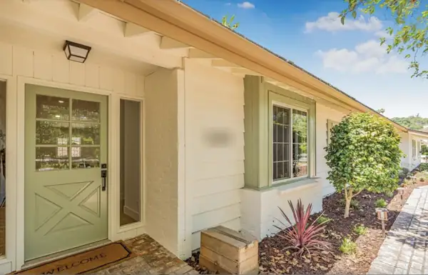 Front entry with green door